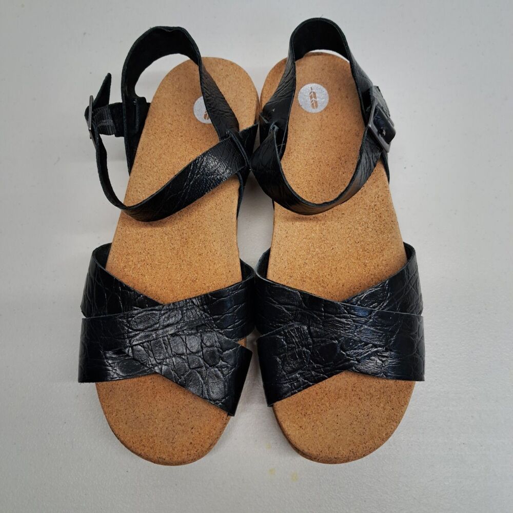 Revitalign Stsrfidh Women's 10 Orthotic Leather Cork Sandals in Black